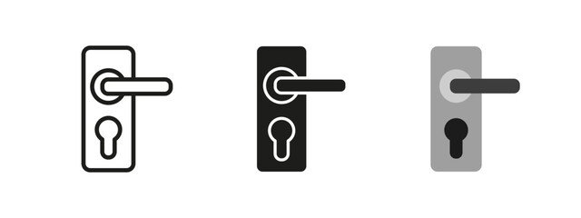 Door handle icon. Modern door lock vector illustration. Home and office security symbol. Entry access and safety mechanism sign. Interior and exterior hardware pictogram.