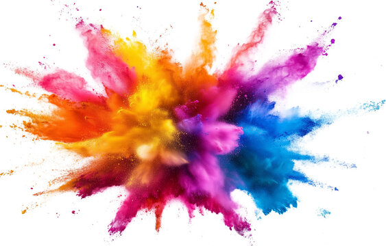 Colorful splash paint color powder festival explosion burst PNG isolated on transparent background