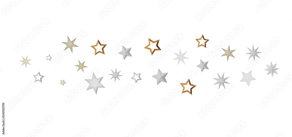 Poster a simplistic abstract design of white and golden stars on a black background.
