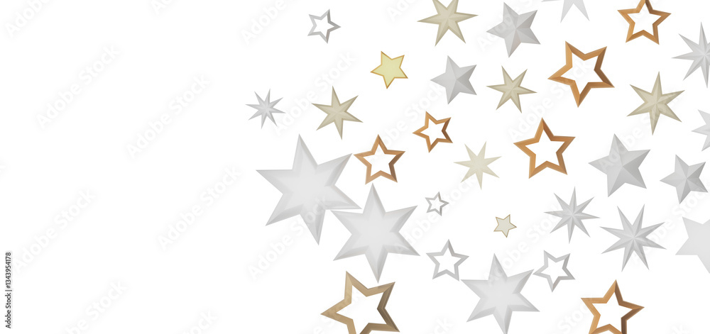 Poster An abstract background with a collection of stars in gold and silver, creating a modern and minimal design.