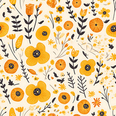 Creative 2D Doodle seamless pattern Floral or flower Illustrations