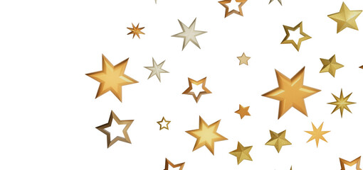 A collection of golden stars scattered on a black background, creating a simple yet festive and celebratory design.
