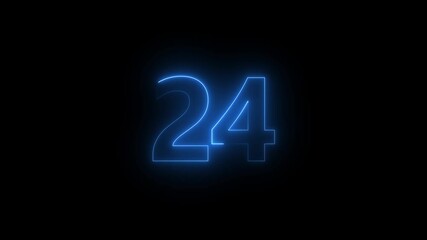 Countdown timer from 30 to 0 seconds real time on black background. Countdown timer thirty seconds animation from 30 to 0 seconds on transparent background