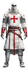 PNG Medieval knight in white armor with red cross