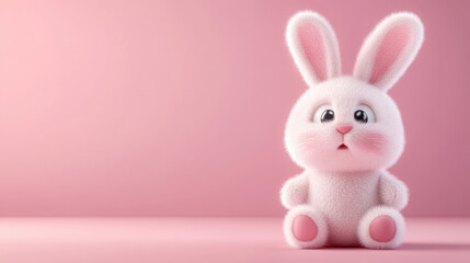 Whimsical rabbit character studio setting digital art soft color palette front view cute concept for children’s illustration