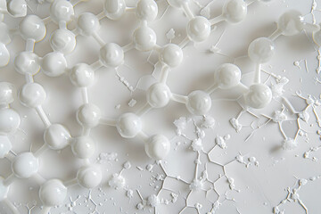 chemical structure design, the molecular formula background gleams in pearlescent luster, appearing as a shiny white pearl-gloss