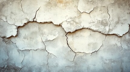 Fototapeta premium Cracked paint peeling away from an interior wall with neutral tones