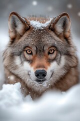 Majestic wolf gazes through the snowy landscape as winter embraces the wild Generative AI