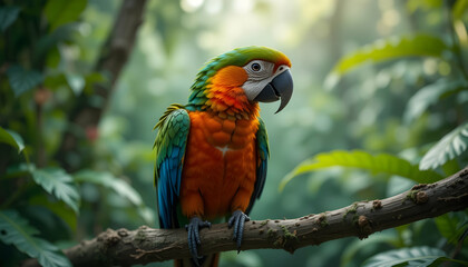 Exotic beauty A vibrant macaw perched in lush tropical rainforest wildlife conservation education and awareness campaigns