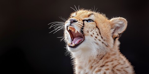 Obraz premium Majestic young big cat displays fierce spirit in the wild during a sunny afternoon Generative AI