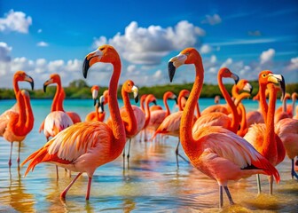 Fototapeta premium Flamingos of Rio Colorado, Mexico: Vibrant Macro Photography