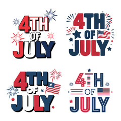 4th July American Independence Day, typography, usa flag vector illustration design.