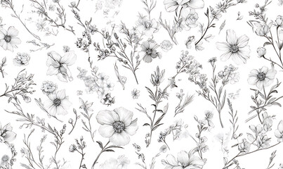 Creative 2D Doodle seamless pattern Floral or flower Illustrations