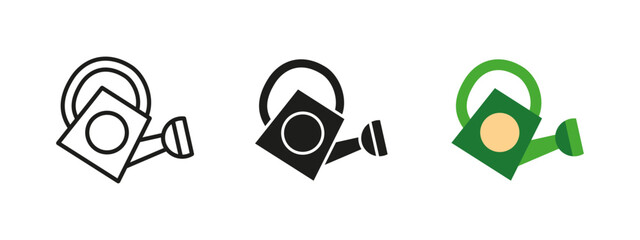 Watering can icon. Garden irrigation tool vector illustration. Essential equipment for nurturing plants and maintaining soil moisture. Farming, horticulture and backyard gardening concept.