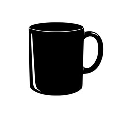 Sleek Black Mug: A minimalist depiction of a glossy black coffee mug, exuding modern simplicity and functionality.