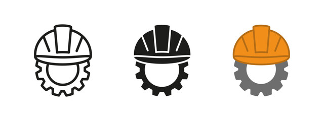 Engineer icon. Industrial development vector illustration. Safety helmet and gear symbol. Engineering and construction sign. Planning and infrastructure concept. Industry and innovation pictogram.
