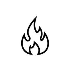 Burning Symbol: A stark black outline of a flame, symbolizing energy, danger, and transformation, rendered in a clean, minimalist style. 
