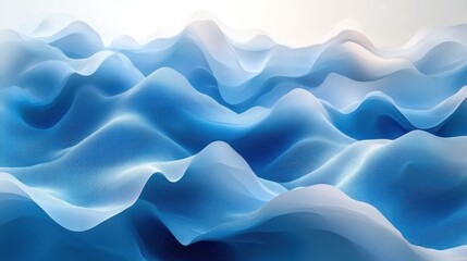 Obraz premium Abstract digital waves, blue, flowing, digital landscape, white background. Possible use background, wallpaper, graphic design
