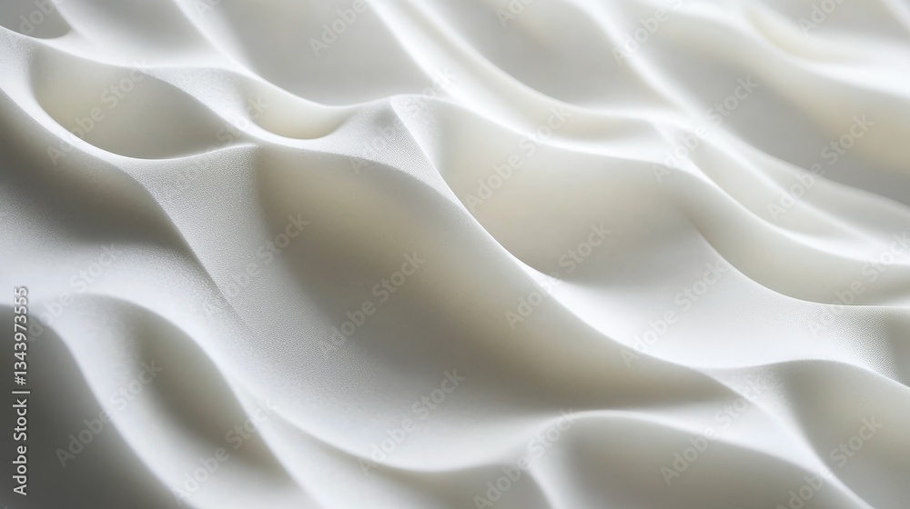 Poster 3D layered white background with gentle overlapping waves, creating depth and elegance.