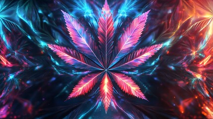 Vibrant ganja leaf symbol art digital creation abstract environment colorful design for cannabis enthusiasts
