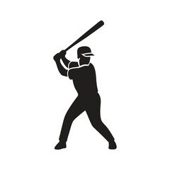 Baseball Player Batting Silhouette: Hitting Stance - Sports Vector Graphic