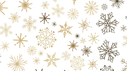 new year pattern. Christmas theme, golden openwork shiny snowflakes, star, 3D rendering.