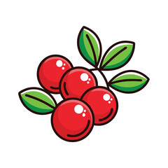 Obraz premium Red cranberry vector with white background 