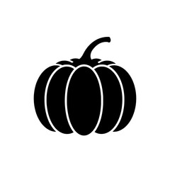 Pumpkin Silhouette: A striking, high-contrast silhouette of a plump pumpkin, perfect for seasonal designs, Halloween decor, and evoking autumnal imagery.