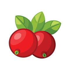 Close-up of fresh cranberries with green leaves