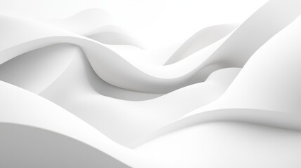 Obraz premium Soft abstract white backdrop with fluid, undulating curves and a clean, airy aesthetic.