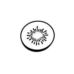 Kiwi Slice: A graphic depiction of a kiwi slice, showcasing the fruit's distinct starburst pattern and fresh vibrant seeds.