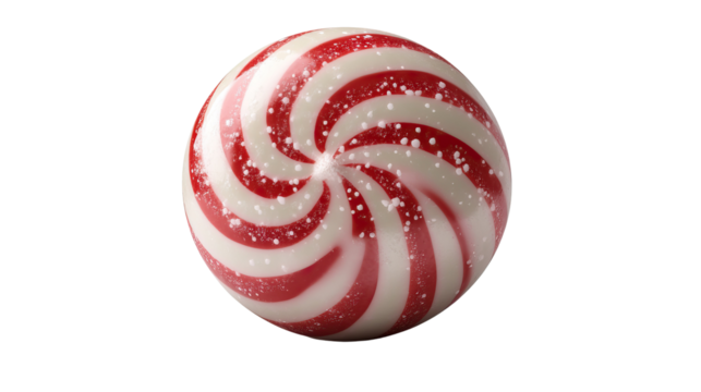 Festive Swirl: A close-up view of a classic peppermint candy, showcasing the iconic red and white swirl pattern. This image evokes a sense of holiday cheer, and sweet indulgence.