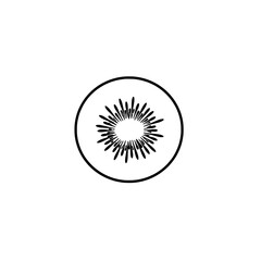 Radiant Burst Icon: A minimalist monochrome emblem captures the essence of a vibrant burst. It embodies a visual representation of energy, creativity, and new beginnings. 