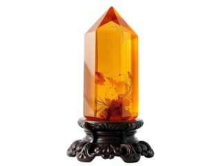 Captivating Amber Prism: A Spellbinding Gemstone Sculpture