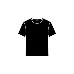 Naklejka premium Minimalist Black T-shirt Silhouette: A simple, yet impactful, silhouette of a classic black t-shirt, representing the essence of casual style and timeless fashion.