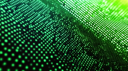 Obraz premium Abstract neon green digital matrix texture with scattered dots and a glowing cyber grid, ideal for technology-themed projects.