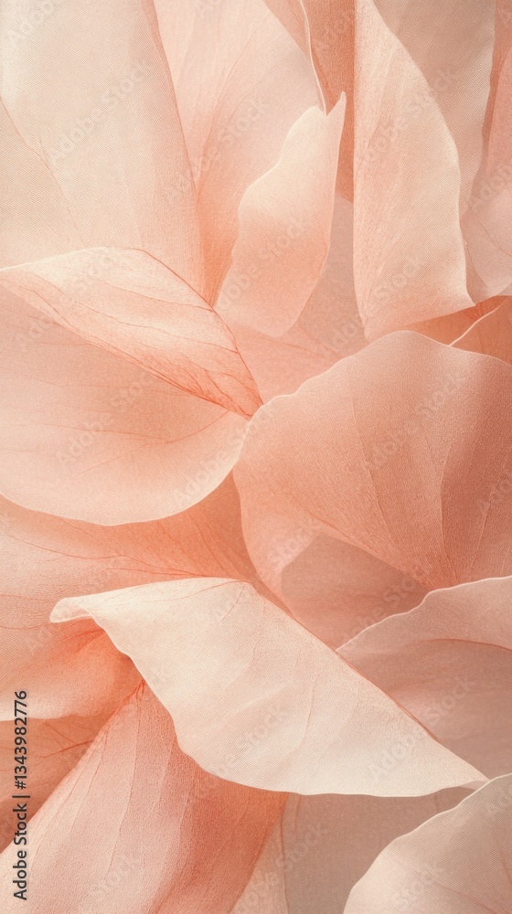 Poster Layers of soft peach petals intertwine to create an ethereal backdrop, inviting tranquility and grace into any space, perfect for inspiring creativity and peaceful reflection