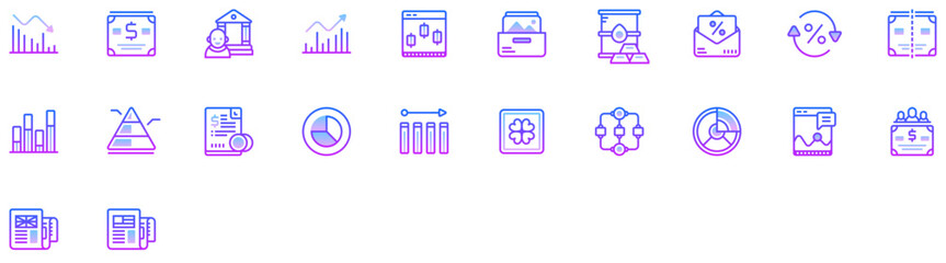 Fototapeta premium Set of Stocks and Shares icons