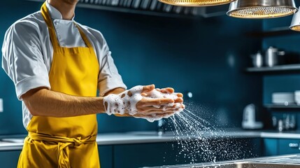 Chef practicing meticulous hygienic food handling techniques while preparing a ball of flour