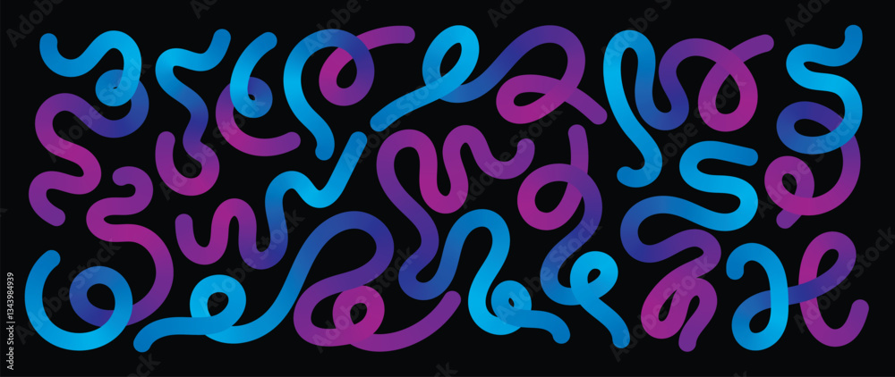 Wall mural abstract gradient line element design vector set. creative concept modern art design with dynamic co