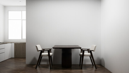 mockup table bar on set kitchen shaped modern style concept. 3d rendering