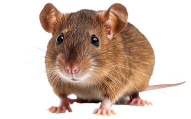 PNG Brown rat looking forward with soft fur and whiskers