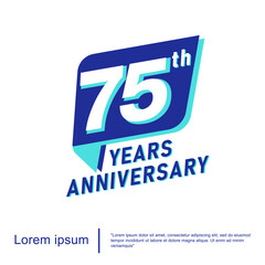 Obraz premium 75th years anniversary celebration emblem. anniversary logo isolated with blue ribbon on white background. vector illustration template design for web, flyers, poster, invitation or greeting card 