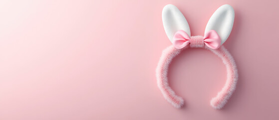 Obraz premium Bunny ears headband studio setting product photo soft pink background close-up view fun accessories for kids