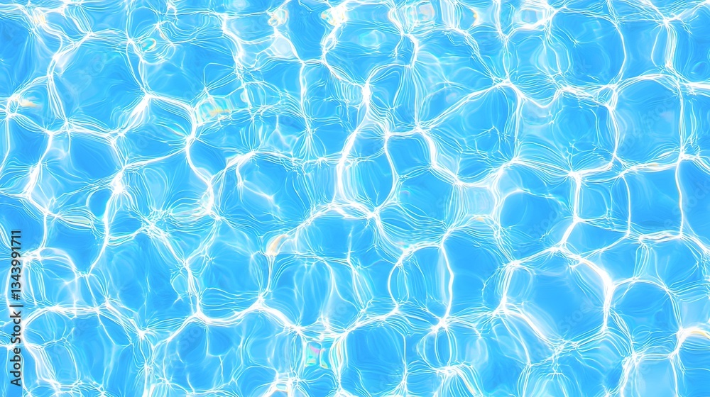Wall mural clear blue water surface with ripples and reflections creating an abstract pattern