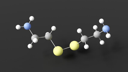 cystamine molecule 3d, molecular structure, ball and stick model, structural chemical formula radioprotective agent