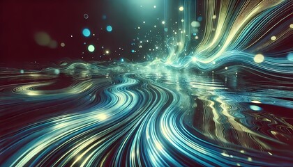 A mesmerizing abstract background and wallpaper featuring glowing water ripples in shades of blue and green, reflecting light