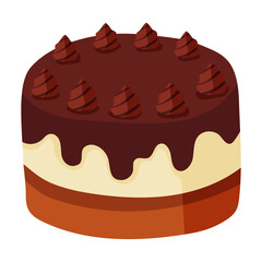 A delicious chocolate cake with a rich, creamy chocolate frosting and a generous amount of chocolate sprinkles. The cake is beautifully decorated with a variety of chocolate toppings