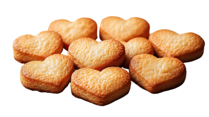 Sweet Treats: Heart-shaped cookies, fresh baked, arranged, making you feel cozy with love, a culinary delight to satisfy everyone.