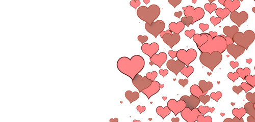 Red heart love confettis. Valentine's day falling  in transparent PNG